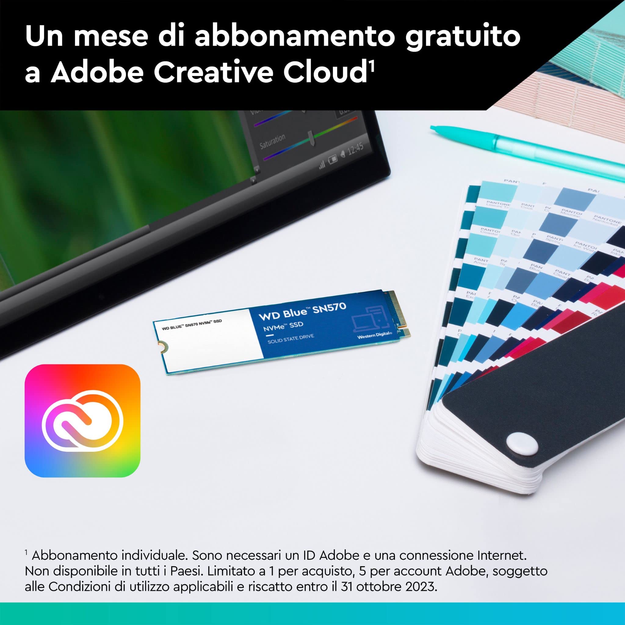 WD Blue SN570 500GB M.2 PCIe NVMe SSD, con velocità di lettura